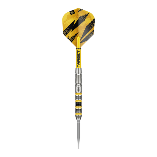 Freccette in acciaio Target Buzz 01 Swiss Points Das Bild zeigt Target Buzz 01 Swiss Points Steeldarts. Es handelt sich um hochwertige Steeldarts für Präzisionswürfe.