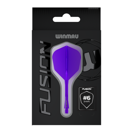Sistema di alberi di volo a fusione Winmau n. 6 viola Zu sehen ist das Winmau Fusion Flight-Shaft-System No6 in Lila. Das Produkt wird für Dartspiele verwendet.