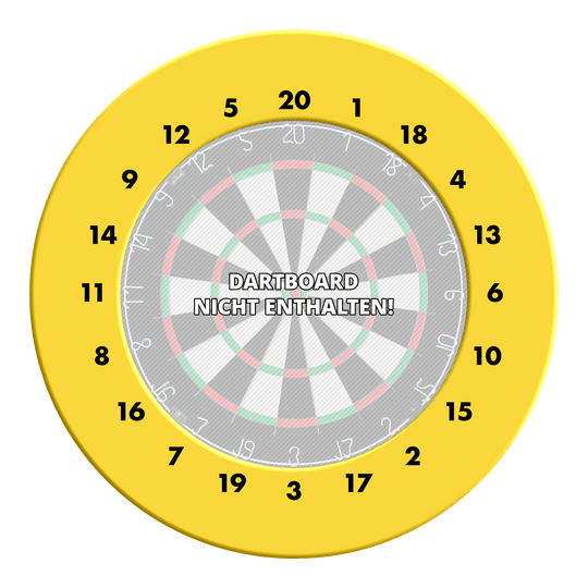 Cornice per bersaglio per freccette con numeri HD - Colori personalizzati Abgebildet ist ein gelber Dartboard-Zahlensurround mit HD-Zahlenring. Der Dateiname ist MSF-X6G_HD_Zahlen_Dartboard_Surround_EigeneFarben_Gelb_3.