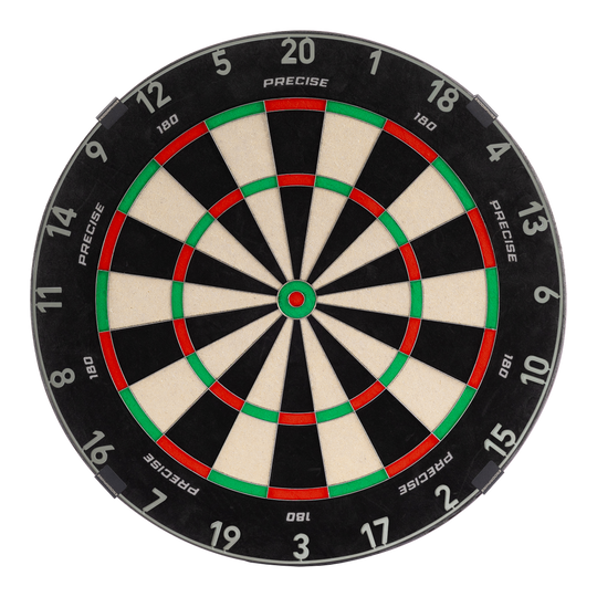 Bersaglio per freccette in acciaio Precise 180 Endorphine con anello numerato - Grigio nordico Hier ist das Precise 180 Endorphine Steeldartboard mit Nummernring in Nordic Grey zu sehen. Das Dartboard eignet sich ideal für professionellen und privaten Gebrauch.