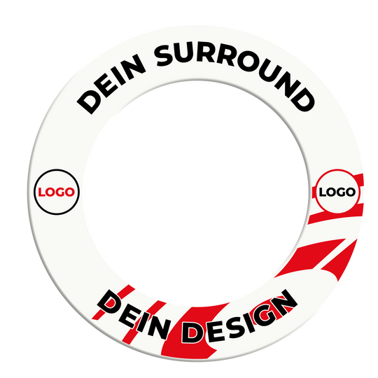 Cornice per bersaglio con il tuo design Ein Bild mit dem Namen MSF-Wei_Dartboard_Surround_Wunschdruck_Schwarz_Wei_2. Wahrscheinlich ist darauf ein weiß-schwarzes Dartboard-Surround mit individuellem Aufdruck zu sehen.