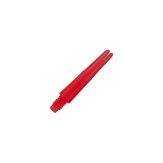 Dies ist ein roter, gerader Dart-Schaft aus Kunststoff. Er hat ein Schraubgewinde an einem Ende und ist 26 mm lang.