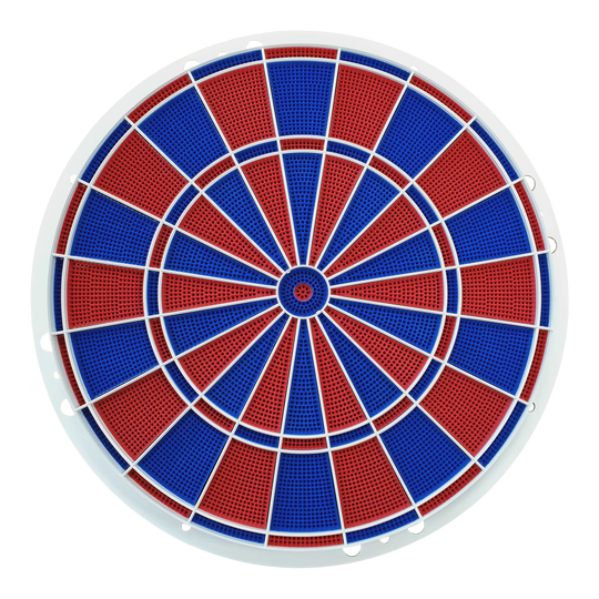 Ricambi Löwen Dart 82 segmenti e set di ragni Das Bild zeigt ein Löwen Dart Ersatzteile 82er Segment- und Spider Set. Es besteht aus abwechselnd roten und blauen Segmenten mit weißen Trennstreben.