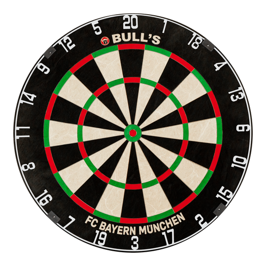 Bersaglio per freccette in acciaio con setole Bulls FC Bayern Monaco Auf dem Foto ist das Bulls FC Bayern München Bristle Steeldartboard zu sehen. Diese Dartscheibe ist mit dem Branding des FC Bayern München gestaltet.