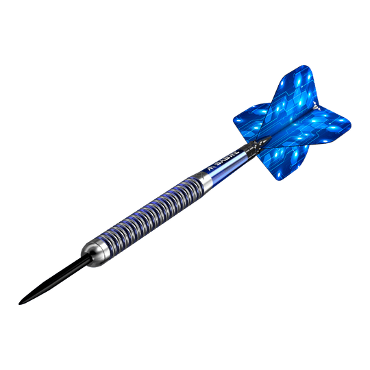 Freccette in acciaio Mission ION Blue Silver Mission ION Blue Silver Steeldarts werden präsentiert. Die Darts haben ein auffälliges blau-silbernes Design.