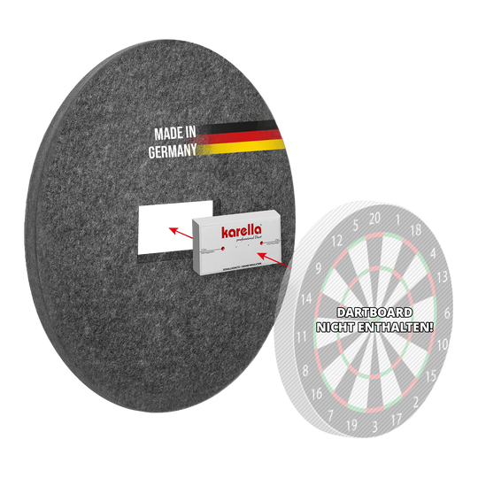 Insonorizzazione Karella per bersagli in acciaio con anello surround integrato Dieses Bild zeigt den Schallschutz Karella für Steeldartboards mit integriertem Surround Auffangring. Das Produkt dient zur Geräuschdämmung beim Dartspielen.