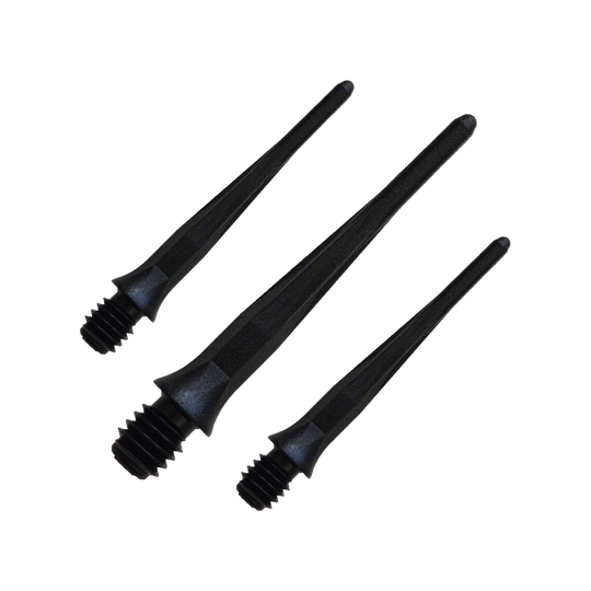 Punte morbide per freccette Caliburn 2BA, nere - confezione da 50 Zu sehen ist ein Set der Caliburn 2BA Softdartspitzen Schwarz im 50er Pack. Diese Spitzen bieten zuverlässigen Halt für Dartspieler.