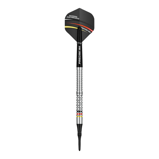 Freccette morbide di precisione 180 Ricardo Pietreczko GEN1 Das Foto präsentiert die Precise 180 Ricardo Pietreczko GEN1 Softdarts. Sie bieten hohe Qualität und gutes Handling.