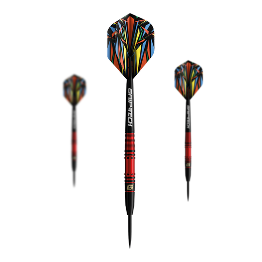 Freccette in acciaio al tungsteno rosso GOAT Athlete Das Bild zeigt die GOAT Athlete Red Tungsten Steeldarts. Die roten Steeldarts sind hochwertig verarbeitet.