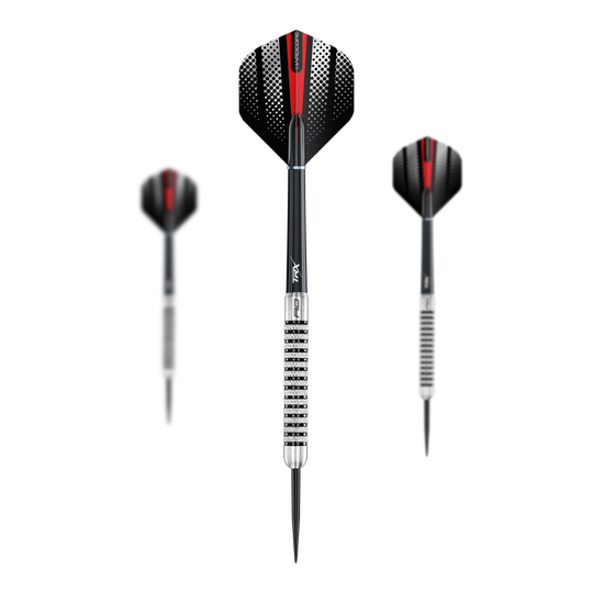 Red Dragon Flightmaster Fury 2 freccette in acciaio - 25 g Dieses Bild zeigt die Red Dragon Flightmaster Fury 2 Steeldarts mit 25g Gewicht. Die Steeldarts sind ideal für präzises Dartspiel geeignet.