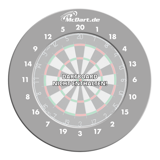 Hier ist ein graues Dart Zubehör dargestellt. Es dürfte eine graue HD Zahlen Surround von McDart sein.