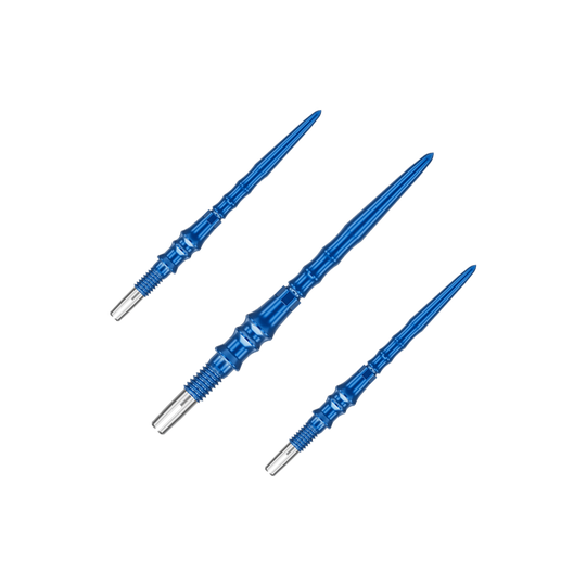 Punte per freccette Target Japan Premium Swiss Point - Blu Auf dem Bild ist ein Set von blauen Dartspitzen zu sehen. Die Spitzen sind jeweils 30 mm lang.