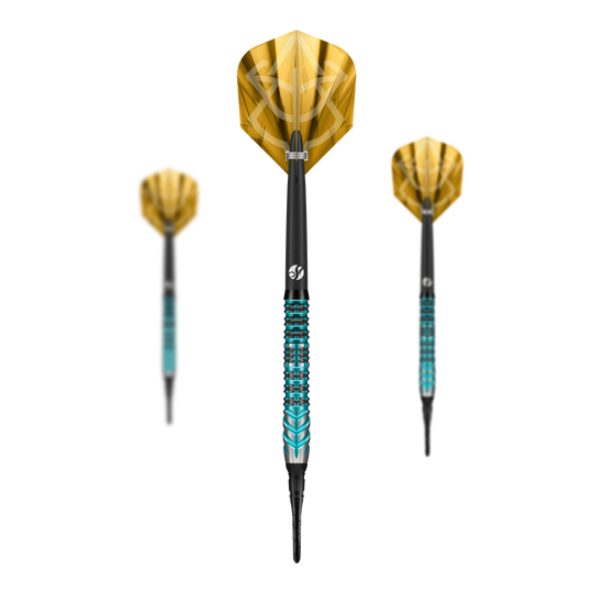 Freccette morbide Shot Alchemy Volta - 20 g Das Bild zeigt die Shot Alchemy Volta Softdarts mit einem Gewicht von 20g. Die Darts sind für das Softdartspiel geeignet.