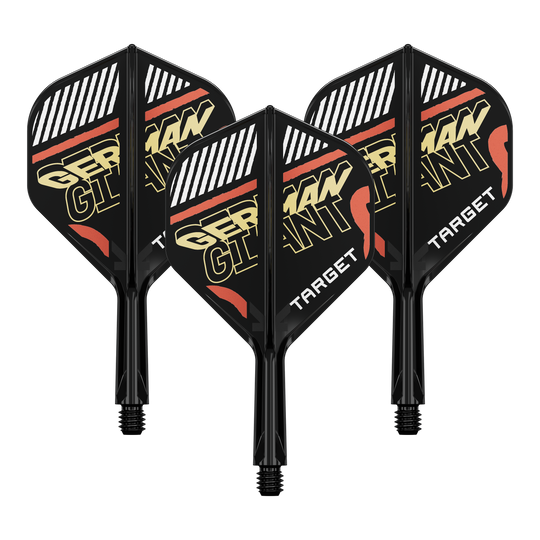 Sistema di alberi di volo standard Target K-Flex Gabriel Clemens No2 Das Bild zeigt ein Flight-Shaft-System für Darts. Es handelt sich um ein Zubehör für professionelle Dartspieler.