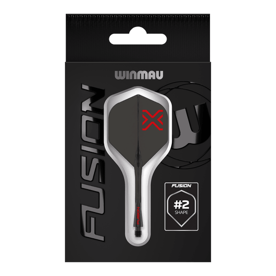 Sistema di alberi di volo standard Winmau Fusion Blade X No2 - Nero Das Bild zeigt das Winmau Fusion Blade X No2 Standard Flight-Shaft-System in Schwarz. Es verbindet ein Flight mit einem Schaft in elegantem, schwarzem Design.