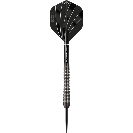 Freccette in acciaio Mission Spiro modello 2 - 22 g Dies ist ein Mission Spiro Model 2 Steeldart mit einem Gewicht von 22 Gramm. Der Dart hat ein modernes Design mit schwarzen und silbernen Akzenten.
