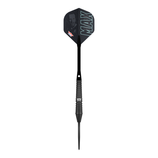 Bulls NL Max Hopp freccette in acciaio nero Die Bulls NL Max Hopp Black Steeldarts werden gezeigt. Die Darts sind als Set auf einem einfachen Hintergrund abgebildet.
