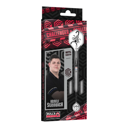 Bulls Challenger Kendji Steinbach Steeldarts - 23 g Auf dem Bild sind die Bulls Challenger Kendji Steinbach Steeldarts - 23g zu sehen. Das Produkt ist ideal für ambitionierte Dartspieler.