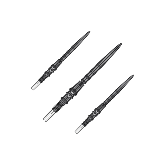 Das Bild zeigt das Produkt '340373_Target_Japan_Premium_SwissPoint_Steeldartspitzen_Schwarz_30mm_1Set'. Es handelt sich vermutlich um ein Set schwarzer SwissPoint Steeldartspitzen aus Japan mit 30mm Länge.