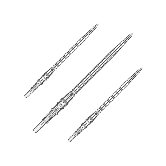 Punte per freccette Target Japan Premium Swiss Point - Argento Dieses Bild zeigt ein Set silberner SwissPoint-Dartspitzen mit 40 mm Länge. Die Dartspitzen sind aus der Target Japan Premium Linie.