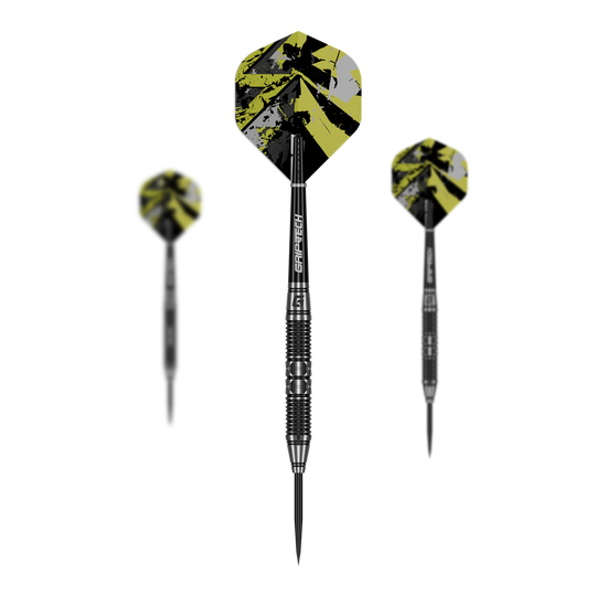 Freccette in acciaio con manubri GOAT Auf dem Foto ist das Set GOAT Dumbbell Steeldarts zu sehen. Das Set enthält mehrere Steeldarts.