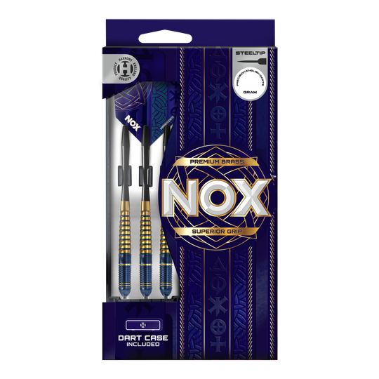 Freccette in acciaio e ottone Harrows Nox Premium Zu sehen sind die Harrows Nox Premium Brass Steeldarts. Die Dartpfeile zeichnen sich durch ihre hohe Qualität und Robustheit aus.