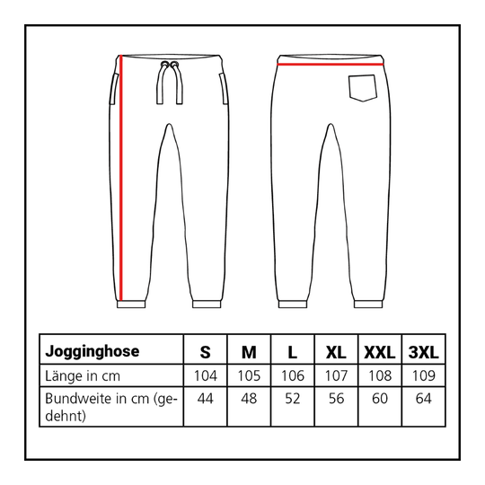 Pantaloni da jogging della collezione Lion Abgebildet ist die Größentabelle für die Löwen Kollektion Jogger. Die Tabelle hilft bei der Auswahl der passenden Größe.
