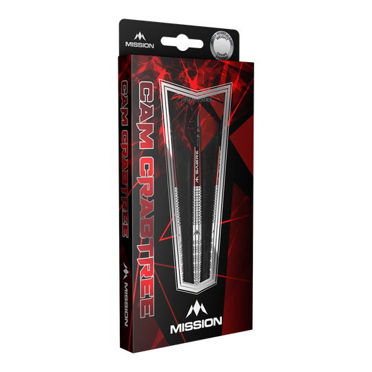Freccette Mission Cam Crabtree in acciaio naturale Das Bild zeigt die Mission Cam Crabtree Natural Steeldarts. Diese Darts sind robust und für präzises Werfen geeignet.