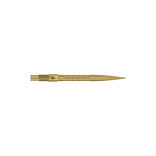 Punte per freccette Harrows Quick Point Heavy Metal - Oro Diese Abbildung zeigt goldene Dartspitzen mit Heavy Metal Grip, 26 mm. Die Spitzen sind besonders für präzises Darten geeignet.
