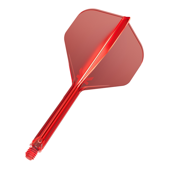 Dies ist ein rotes Dart-Flügel-Set mit einem integrierten Schaft. Es hat ein einfaches, durchsichtiges Design und ist für den Einsatz bei Darts geeignet.