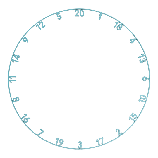 Anello con numero laser tagliato Precise 180 OnePiece Das Bild zeigt einen Zahlenring in Infinity Blue mit Lasercut-Design. Der Zahlenring ist für Dartscheiben gedacht.