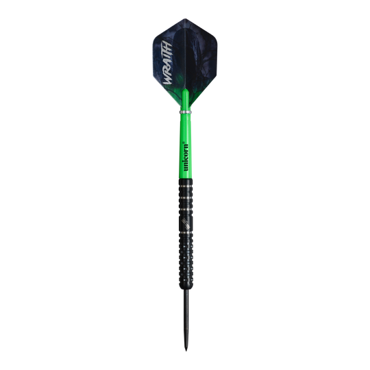 Freccette in acciaio Unicorn Wraith Callan Rydz - 23 g Unicorn Wraith Callan Rydz Steeldarts - 23g werden gezeigt. Das Bild stellt das Design und die Details dieses Darts dar.