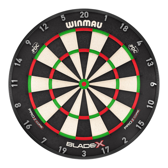 Bersaglio per freccette in acciaio Winmau Blade X ProCore Das Bild zeigt das Produkt Winmau Blade X ProCore Steeldartboard. Es handelt sich um eine hochwertige Steeldartscheibe für professionelle Dartspieler.