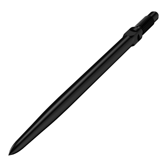 Abgebildet ist ein Produkt mit der Bezeichnung BU57701_BullsNL_Convertible_Points_Smooth_Schwarz_36mm_2. Das Bild zeigt wahrscheinlich eine schwarze, glatte Dartspitze in 36 mm Länge.