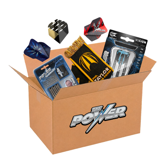 Scatola misteriosa McDart - Phil Taylor Softdart Zu sehen ist die McDart Mystery Box - Phil Taylor Softdart. Das Produkt richtet sich an Fans von Phil Taylor Softdarts.