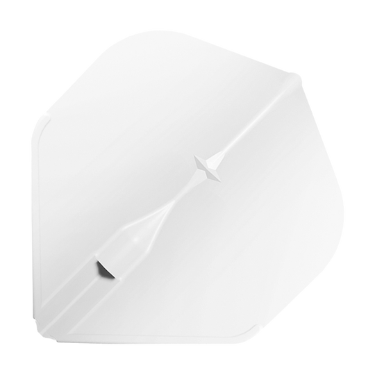 Voli standard L-Style Champagne L1EZ Das Bild zeigt ein weißes L-Style Champagne L1EZ Standard Flight für Darts. Das Flight hat eine klassische, fünfeckige Form und eine glatte Oberfläche.
