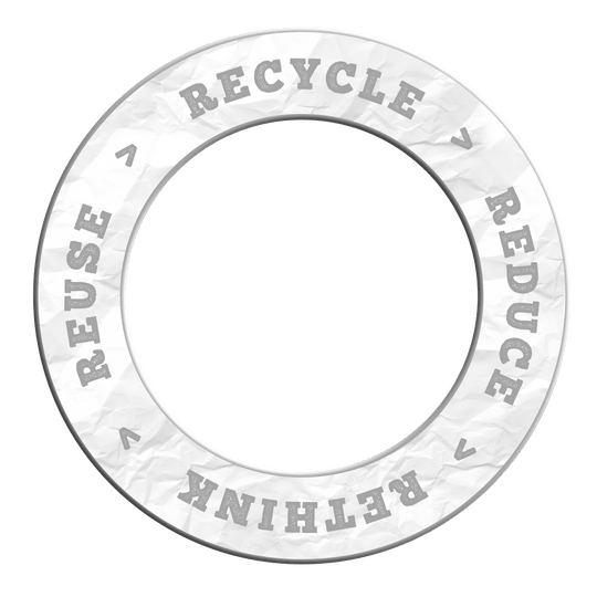 McDart Ricicla Riduci Ripensa Riutilizza Bersaglio per freccette Ein graues Produkt mit dem Motto 'Recycle, Reuse, Reduce, Rethink' ist abgebildet. Das Bild basiert auf dem Dateinamen DBS-RRRR5_Surround_Recyle_Reuse_Reduce_Rethink_Grau_2.