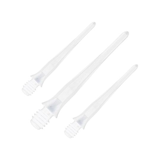 Punte per freccette morbide Caliburn 2BA, bianche - Confezione da 50 Abgebildet sind Caliburn 2BA Softdartspitzen in Weiß im 50er Pack. Die Spitzen sind für Softdarts geeignet und in einer Verpackungseinheit dargestellt.