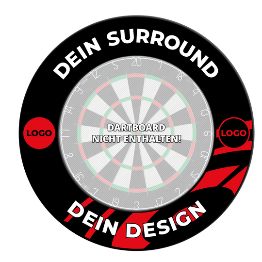 Cornice per bersaglio con il tuo design Ein Bild mit dem Namen MSF-Schwarz_Dartboard_Surround_Wunschdruck_Schwarz_3. Es zeigt vermutlich eine weitere Ansicht eines schwarzen Dartboard-Surrounds mit Wunschdruck.