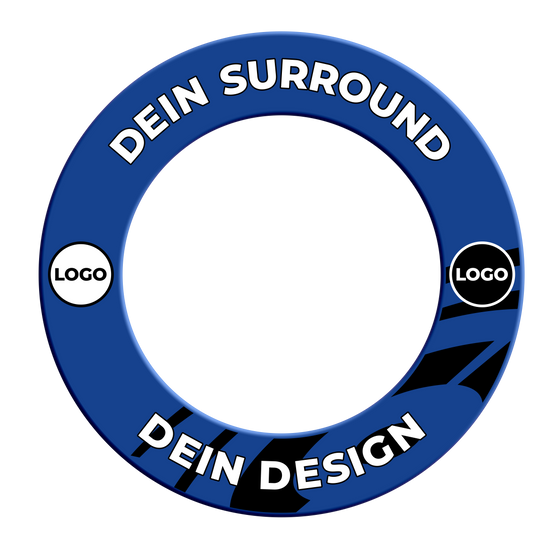 Cornice per bersaglio con il tuo design Das Bild zeigt ein Produkt mit dem Dateinamen MSF-Blau_Dartboard_Surround_Wunschdruck_Blau_2. Weitere Informationen zum Produkt sind nicht angegeben.