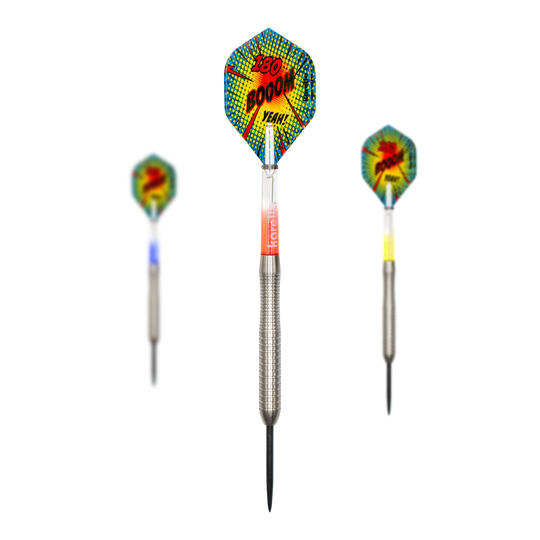 Freccette in acciaio Karella Comic Line CL-2 - 23 g Dies ist ein Satz Karella Comic Line CL-2 Steeldarts - 23g. Die Steeldarts werden zusammen präsentiert.