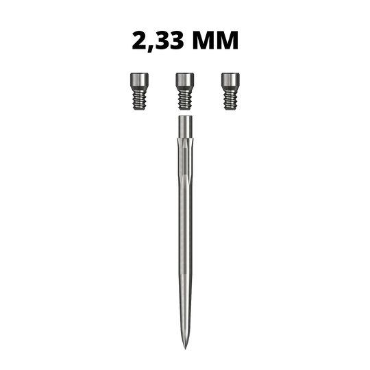 Rubinetti del sistema Caliburn Abgebildet sind Caliburn Evo System Steeldartspitzen vom Typ Spigot, 23,3mm. Diese Spitzen sind speziell für Steeldarts entwickelt.