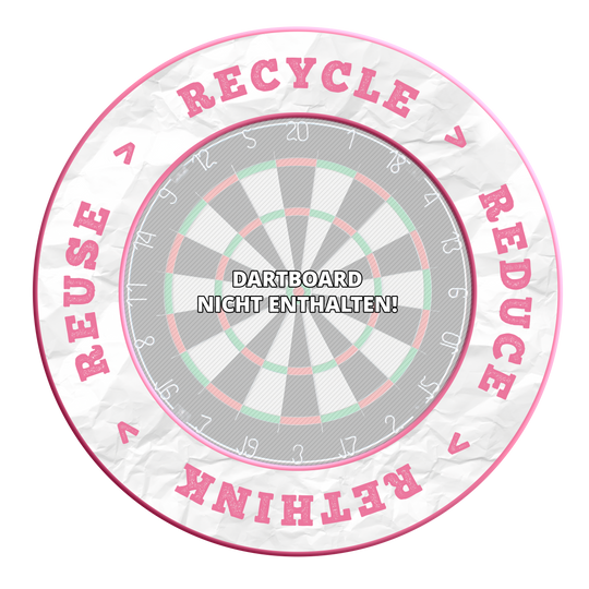 McDart Ricicla Riduci Ripensa Riutilizza Bersaglio per freccette Das Bild zeigt ein Produkt mit dem Dateinamen MSF-C10_McDart_Recyle_Reuse_Reduce_Rethink_Surround_Rosa_3. Auf dem Bild ist kein Produktname angegeben.