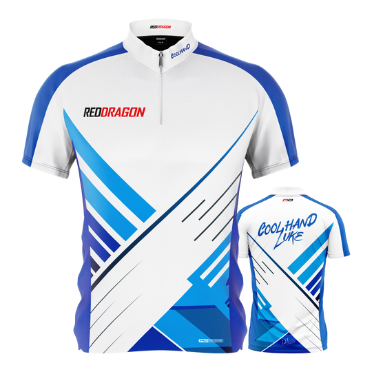 Maglietta da freccette Red Dragon Luke Humphries in edizione limitata Dieses Bild zeigt das Red Dragon Luke Humphries Limited Edition Dartshirt. Es ist ein limitiertes Darttrikot, inspiriert von Luke Humphries.