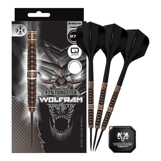 Freccette in acciaio Harrows Tungsten Trinity Quick Point Hier sieht man die Harrows Wolfram Trinity Quick Point Steeldarts in voller Ansicht. Die Steeldarts zeichnen sich durch innovative Technik aus.