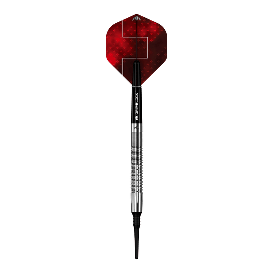 Missione Thomas Junghans Softdarts - 20g Abgebildet sind Mission Thomas Junghans Softdarts mit einem Gewicht von 20 Gramm. Die Darts liegen aufgereiht auf einem hellen Hintergrund.