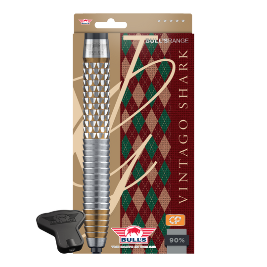 Freccette in acciaio convertibili Bulls NL Vintage Shark Abgebildet sind die Bulls NL Vintago Shark Convertible Points Steeldarts. Sie verfügen über austauschbare Spitzen und eine strukturierte Oberfläche.