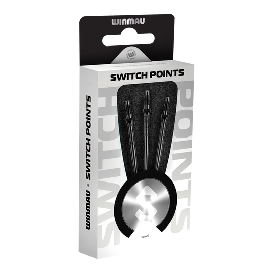 Punte per freccette in acciaio Winmau Switch Point Wave - nere Zu sehen sind die Winmau Switch Point Wave Steeldartspitzen in Schwarz. Diese Steeldartspitzen eignen sich optimal für ein präzises Dartspiel.