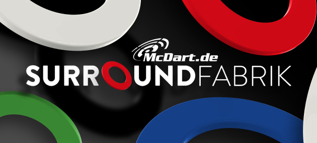 Foto einer Dartboard-Umrandung in Fabrikumgebung. Das Bild bezieht sich auf Zubehör für Dartscheiben.