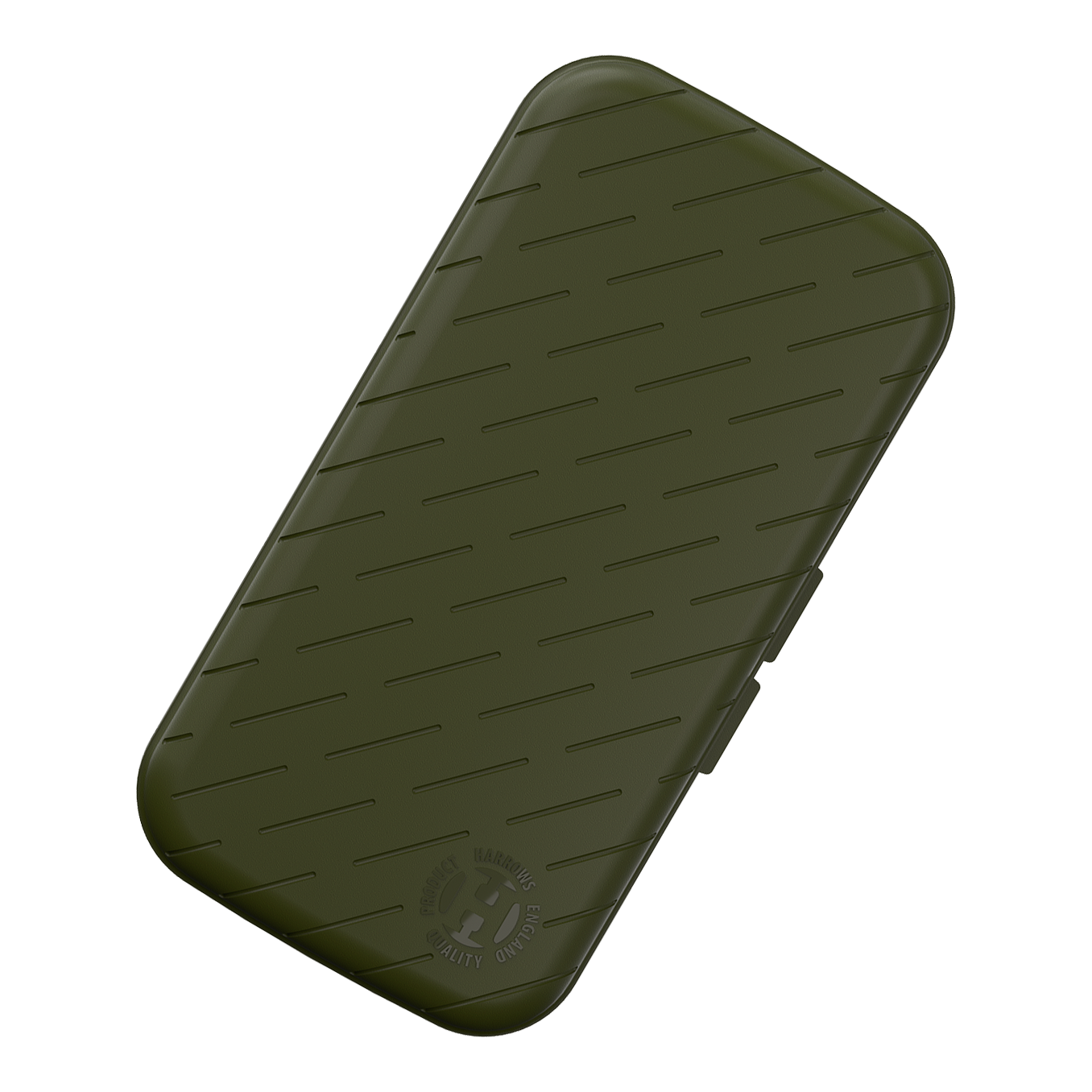 Custodia per freccette Harrows Slimcase Eine Darttasche mit unifarbener Textur wird auf weißem Hintergrund präsentiert. Die Tasche hat eine längliche Form.